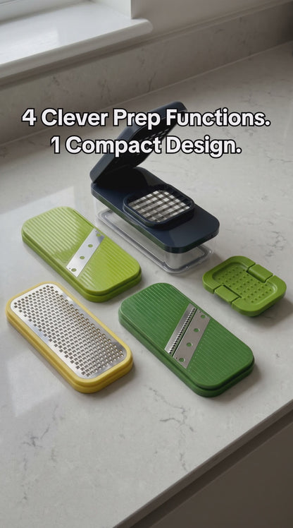 Joseph Joseph Multi-Prep Compact 4-in-1 Set Chopper Dicer Grater Slicer 20222 (Multicolour)