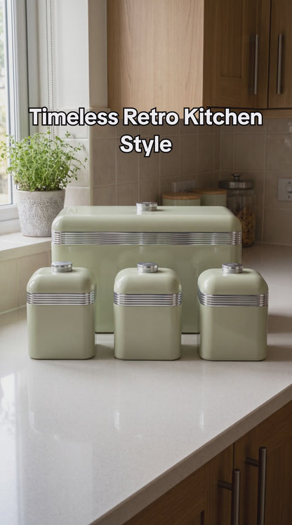 Swan Retro Bread Bin & Canisters Kitchen Storage Set (Green)