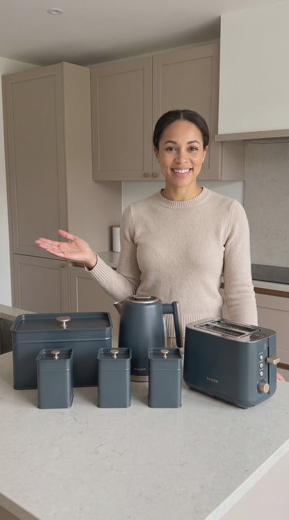Salter Marino Kettle, 2 Slice Toaster, Bread Bin & Canister Kitchen Set (Blue Grey)