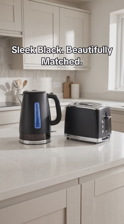Russell Hobbs Luna Kettle & 2 Slice Toaster Kitchen Set (Matt Black)