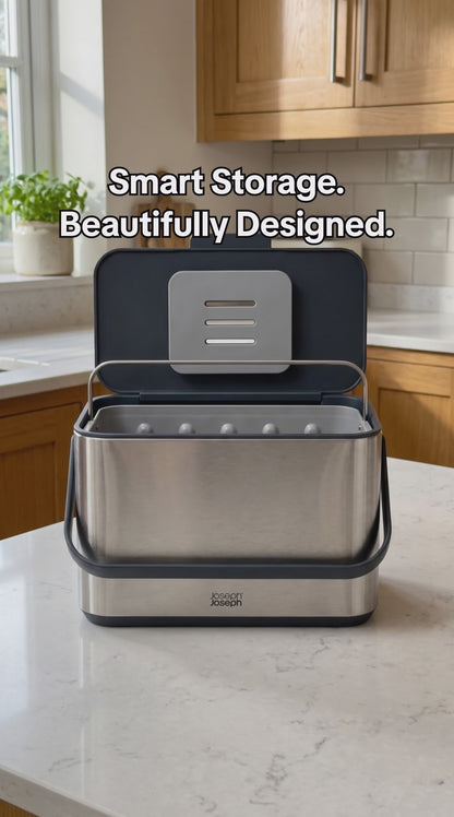 Joseph Joseph Collect 4 Food Waste Caddy with Odour Filter 30145 Silver (Stainless Steel)