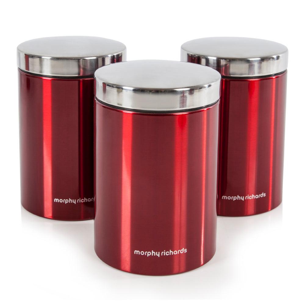 Morphy Richards Accents Bread Bin, Canisters, Towel Pole & Mug Tree Kitchen Set 974100 (Red).