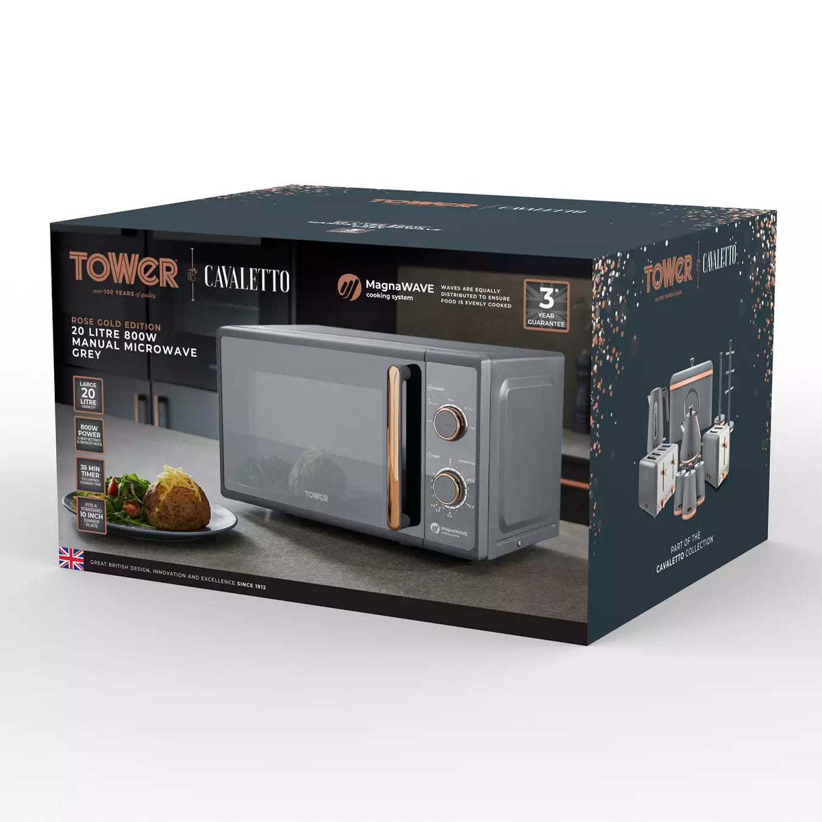 Tower Tower Cavaletto 20 Litre Manual Microwave T24038RGG (Grey)