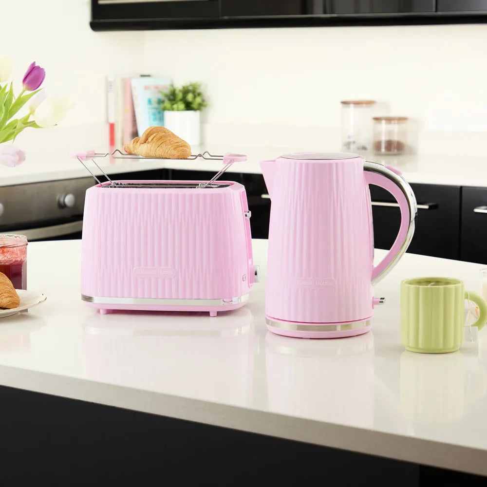 Russell Hobbs Eden Kettle, 2 Slice Toaster & Microwave Kitchen Set (Raspberry)