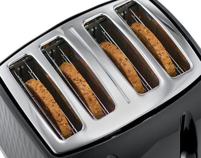 Russell Hobbs Honeycomb 4 Slice Toaster 26071 (Black) - Vibe Home