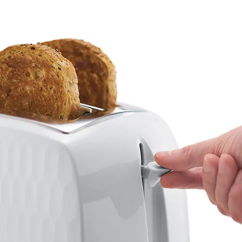 Russell Hobbs Honeycomb Kettle, 2 Slice Toaster & Manual Microwave Kitchen Set (White)