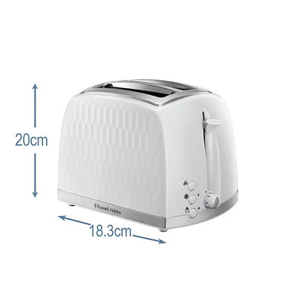 Russell Hobbs Honeycomb Kettle, 2 Slice Toaster & Manual Microwave Kitchen Set (White)