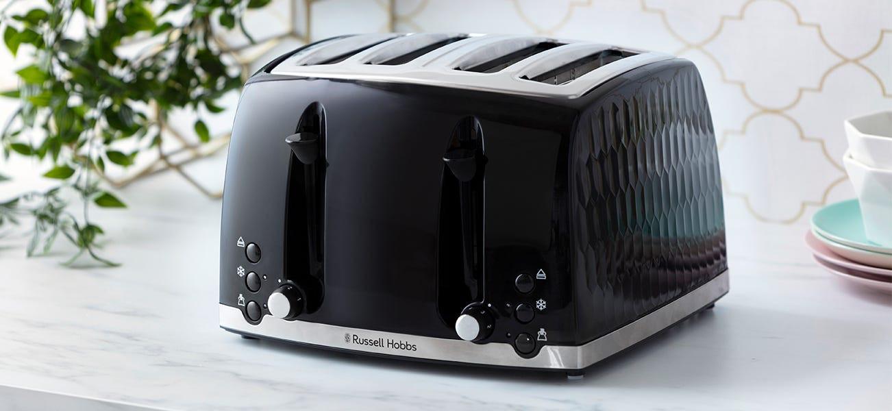 Russell Hobbs Honeycomb 4 Slice Toaster 26071 (Black) - Vibe Home