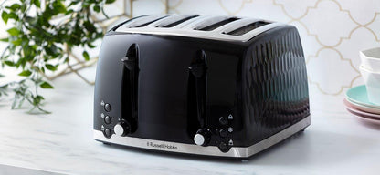 Russell Hobbs Honeycomb 4 Slice Toaster 26071 (Black) - Vibe Home
