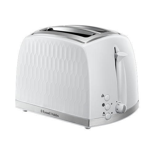 Russell Hobbs Honeycomb Kettle, 2 Slice Toaster & Manual Microwave Kitchen Set (White)