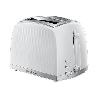Russell Hobbs Honeycomb Kettle, 2 Slice Toaster & Manual Microwave Kitchen Set (White)