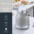 Swan Retro Pyramid Kettle, 4 Slice Toaster & Canisters Kitchen Set (Grey) - Vibe Home