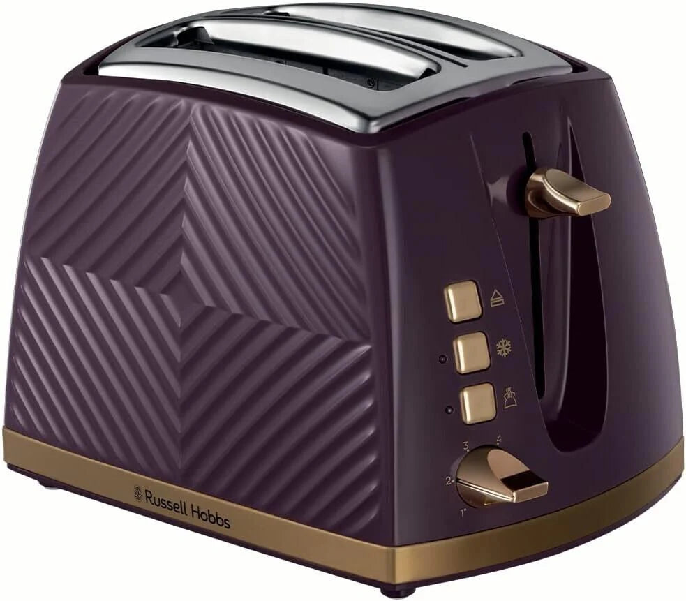 Russell Hobbs Groove Kettle & Toaster Kitchen Set - Mulberry Purple