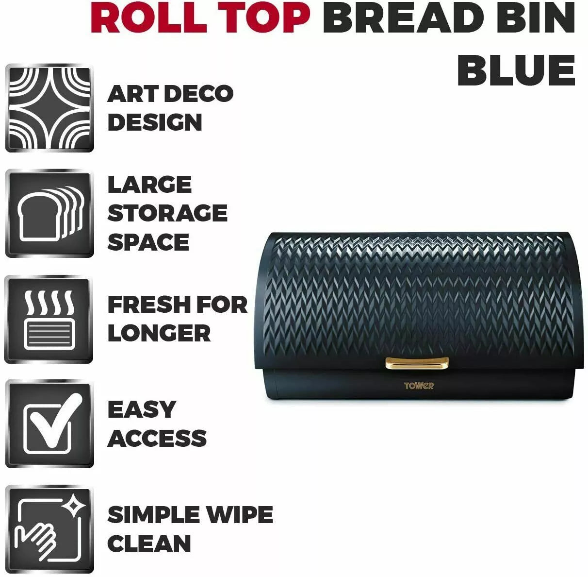 Tower Empire Bread Bin T826090MNB (Midnight Blue)