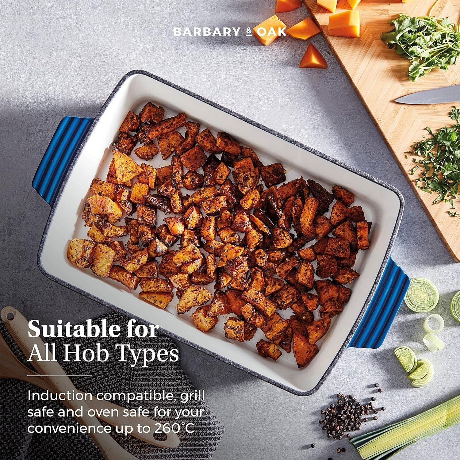 Barbary & Oak Cast Iron Roaster Pan BO800258BLU (Blue).