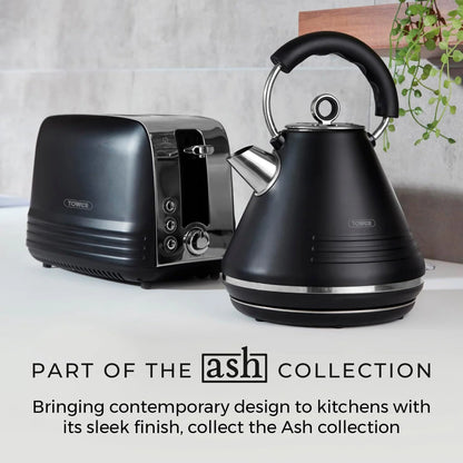 Tower Ash Kitchen Black Kettle and 2 Slice Toaster Set