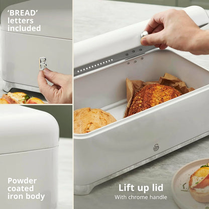 Swan Solace Bread Bin & Canisters Matching Kitchen Storage Set (White) - Vibe Home