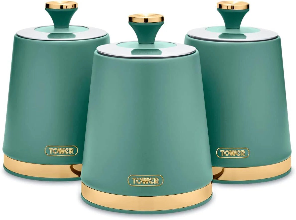 Tower Cavaletto Bread Bin & Canisters Kitchen Set (Jade Green)