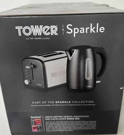 Tower Glitz Sparkle 2 Slice Toaster Steel T20014BL (Black)