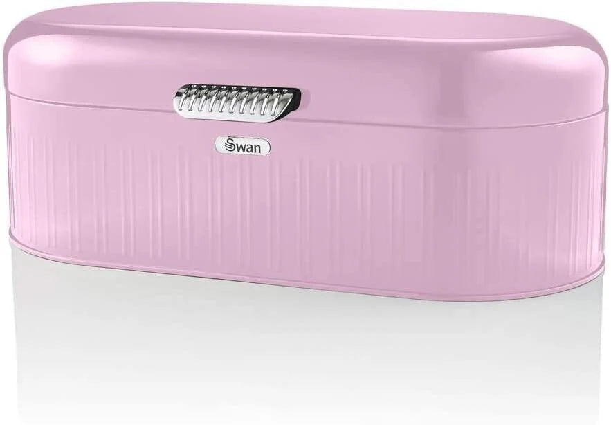 Swan Retro Kitchen Pink Bread Bin and Canister Set