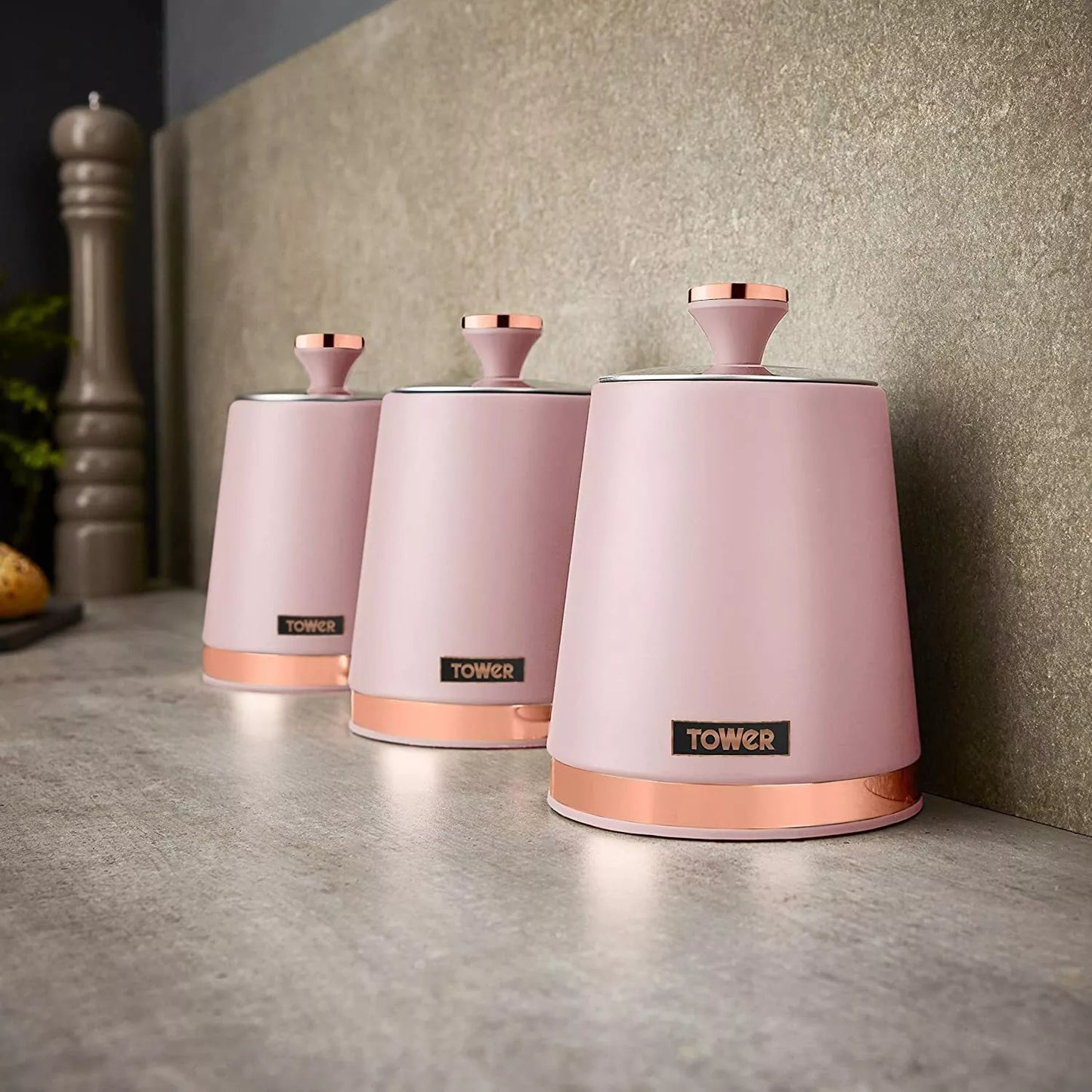 Tower Cavaletto Marshmallow Pink 8pc Kitchen Set Kettle Toaster Breadbin