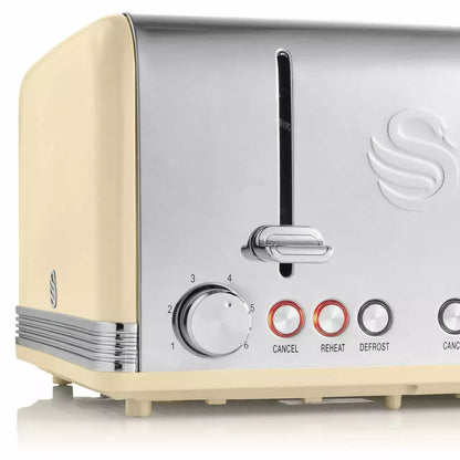 Swan Retro 4 Slice Toaster Extra Wide Slots ST19020CN (Cream)