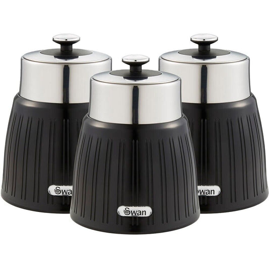 Swan Retro Black Canister Set Airtight Kitchen Containers