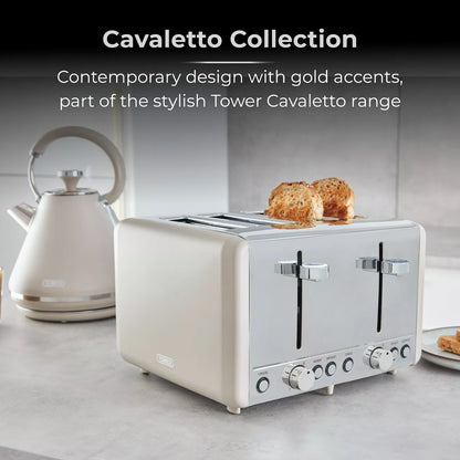 Tower Cavaletto Latte Kettle, 4 Slice Toaster & Canisters Kitchen Set