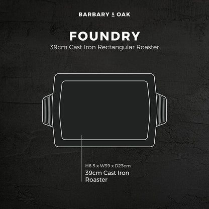 Barbary & Oak Cast Iron Frying Roaster Pan Tray (Red).