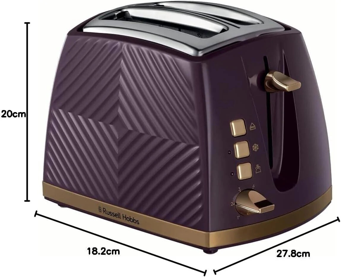 Russell Hobbs Groove Kettle & Toaster Kitchen Set - Mulberry Purple