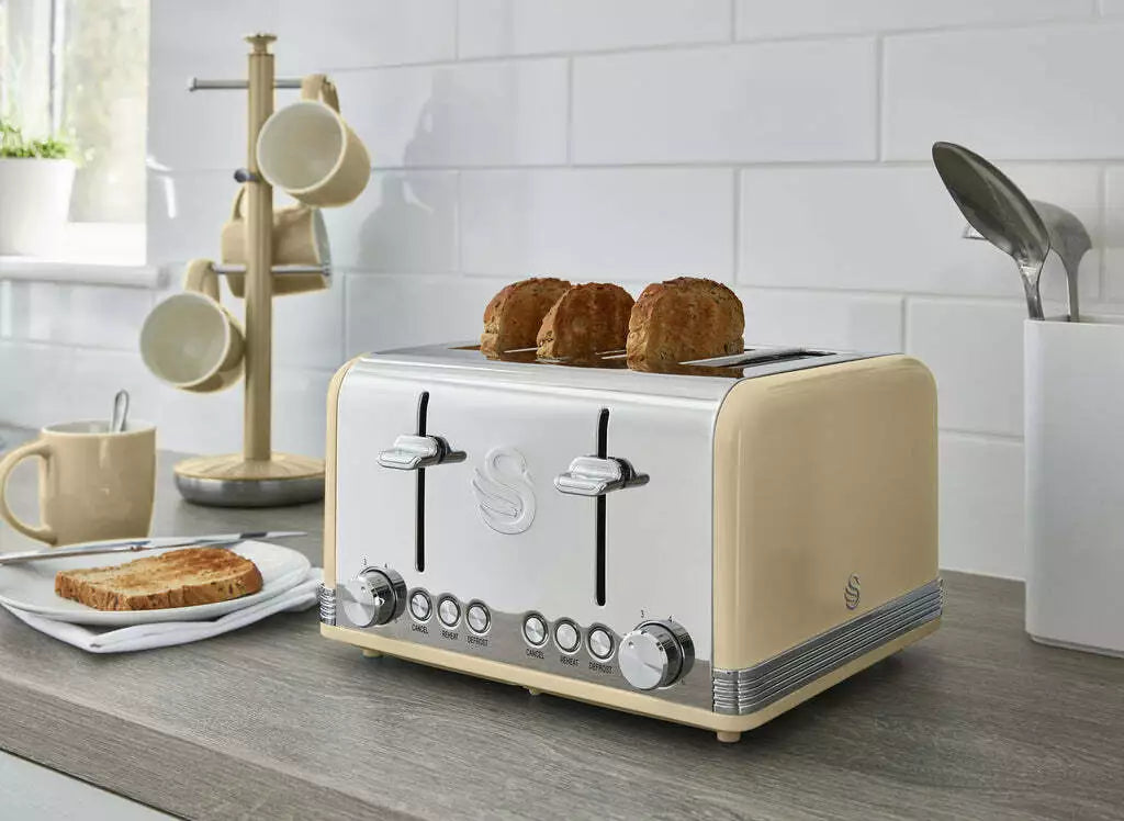 Swan Retro 4 Slice Toaster Extra Wide Slots ST19020CN (Cream)