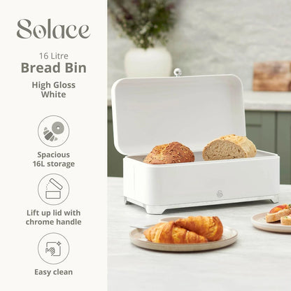 Swan Solace Bread Bin & Canisters Matching Kitchen Storage Set (White) - Vibe Home