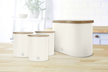 Swan Nordic White Kitchen Set - Kettle, Toaster, Bread Bin, Canisters