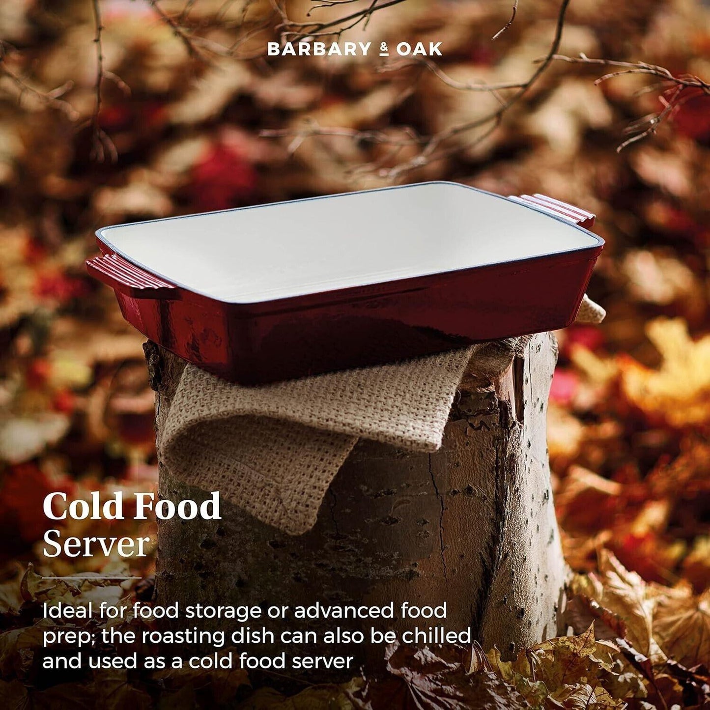Barbary & Oak Cast Iron Frying Roaster Pan Tray (Red).