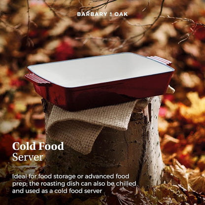 Barbary & Oak Cast Iron Frying Roaster Pan Tray (Red).