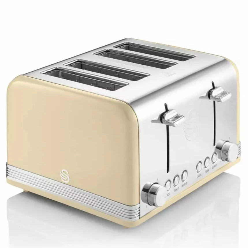 Swan Retro 4 Slice Toaster Extra Wide Slots ST19020CN - Cream