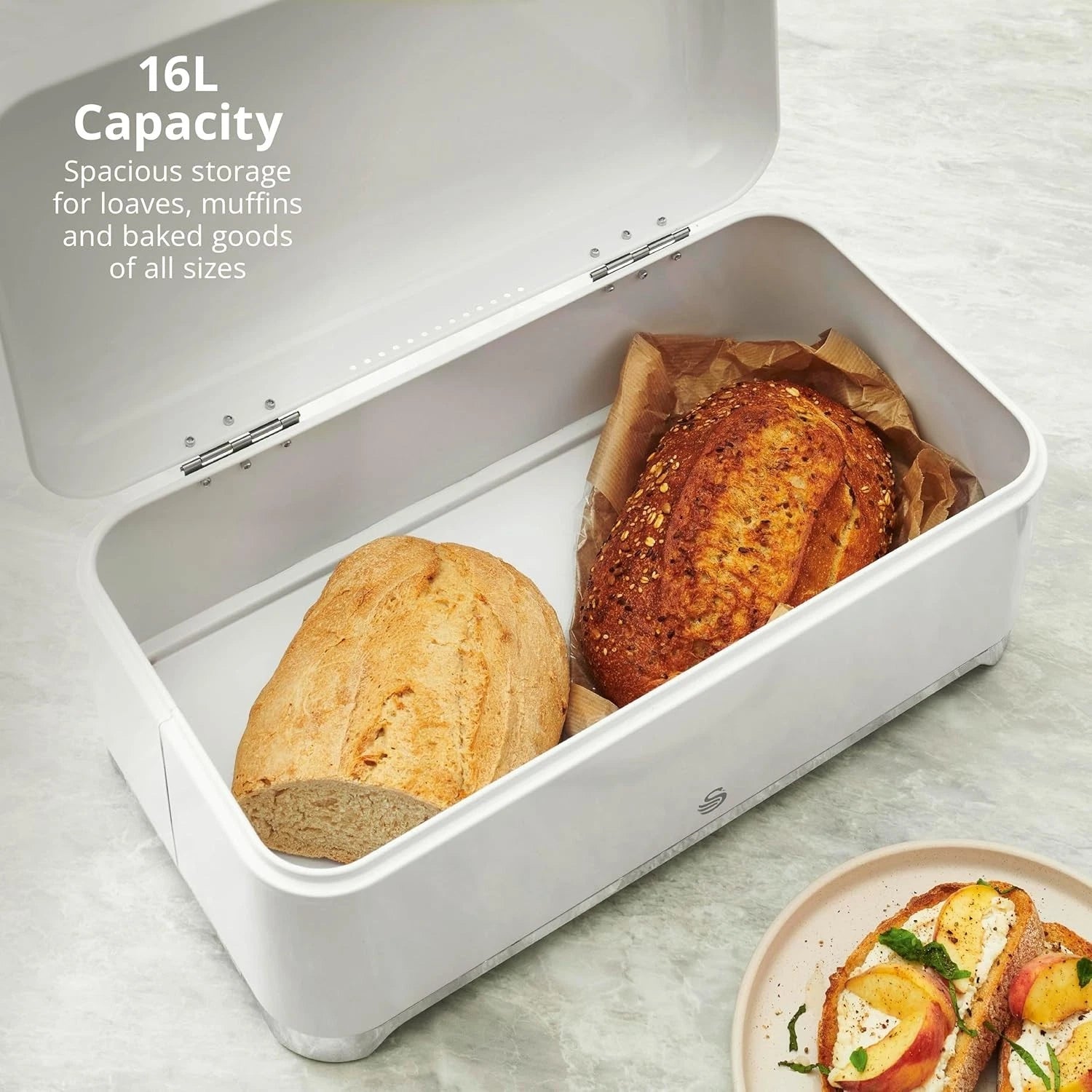 Swan Solace Bread Bin & Canisters Matching Kitchen Storage Set (White) - Vibe Home