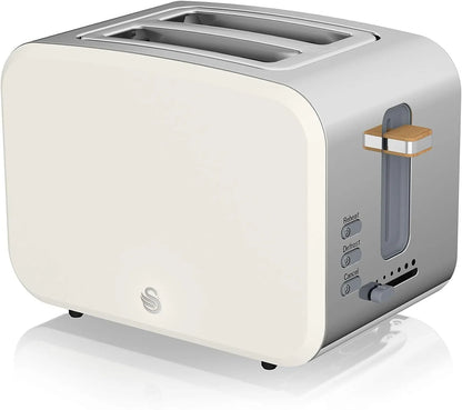 Swan Nordic White Kitchen Set - Kettle, Toaster, Bread Bin, Canisters