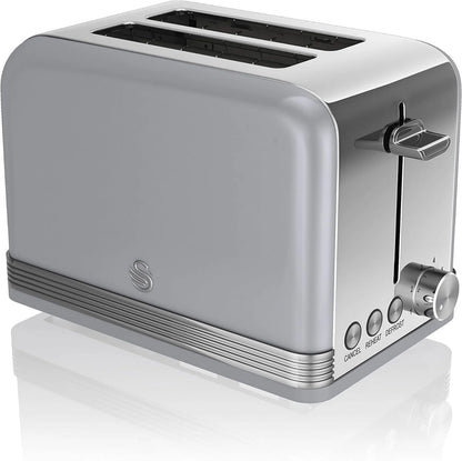 Swan Kettle & Toaster with Temperature Dial Kitchen Set (Grey)