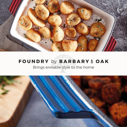 Barbary & Oak Cast Iron Frying Roaster Pan Tray (Red).