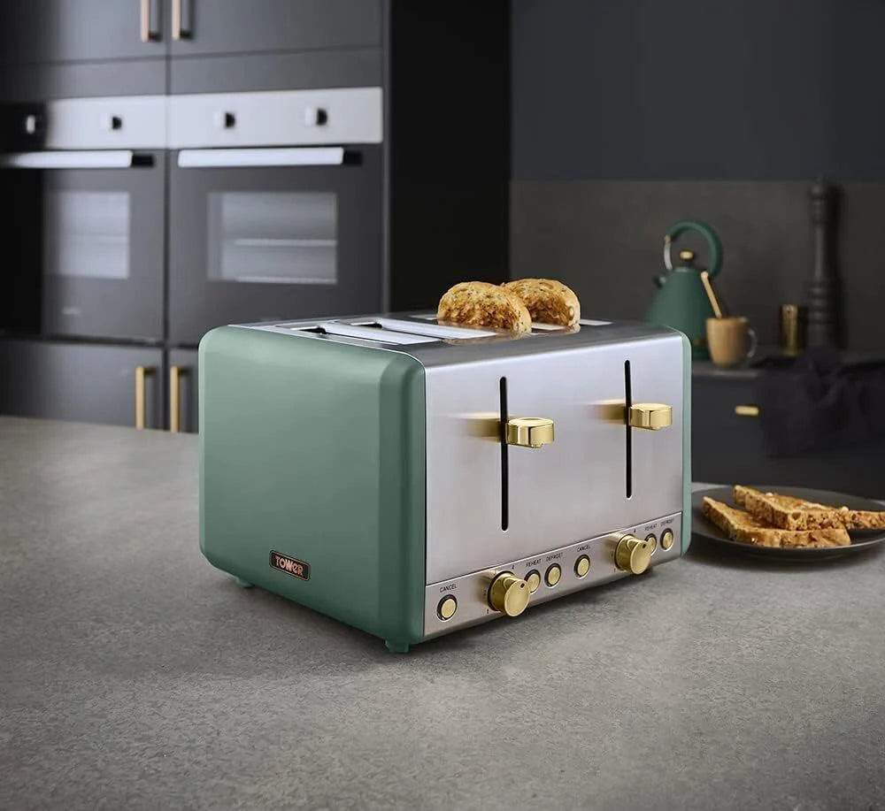 Tower Cavaletto Kitchen Jade Green Kettle and Toaster Set