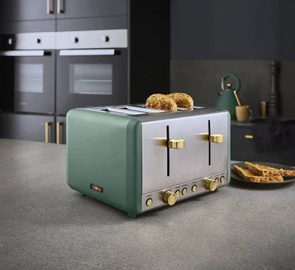 Tower Cavaletto Kitchen Jade Green Kettle and Toaster Set