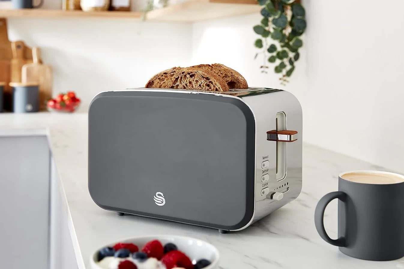 Swan Nordic Kitchen Grey Kettle and Toaster Set