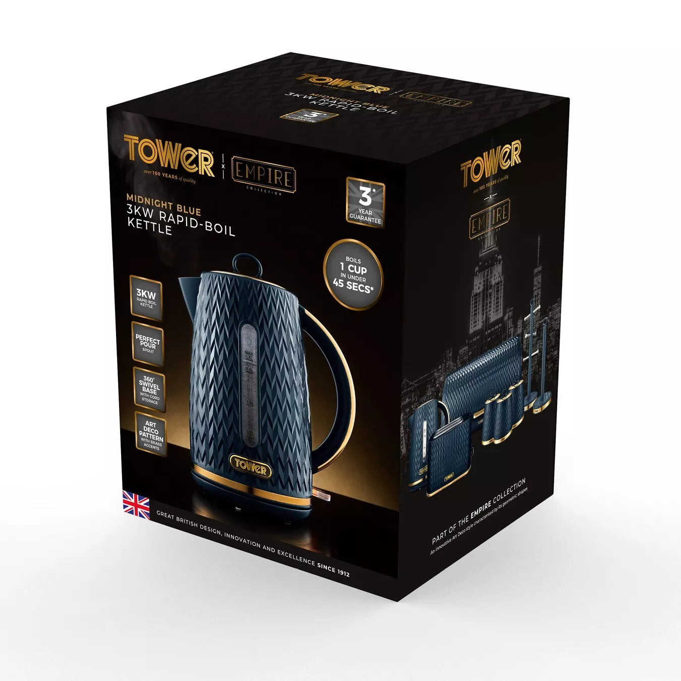 Tower Empire Kettle Brass Accents T10052MNB (Midnight Blue)