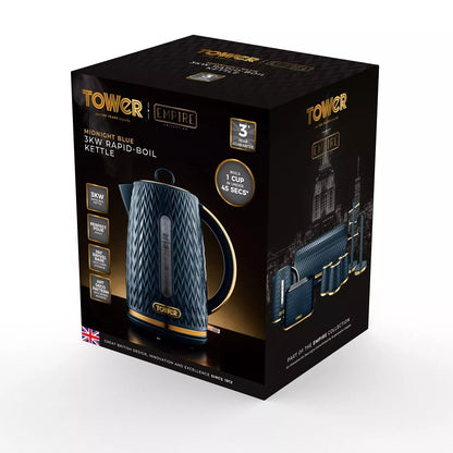 Tower Empire Kettle & 4 Slice Toaster Kitchen Set (Midnight Blue)