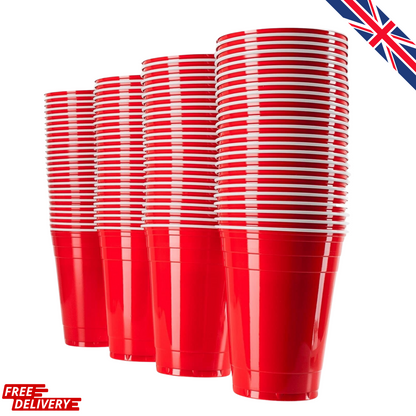 Large Plastic Cups Reusable Unbreakable Christmas Party Red VIVALOO