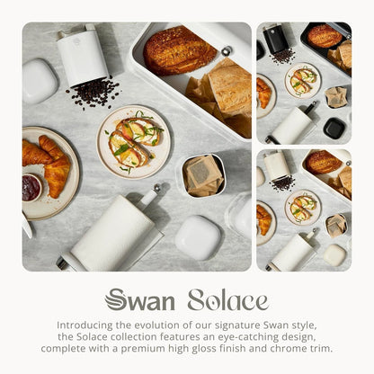 Swan Solace Bread Bin & Canisters Matching Kitchen Storage Set (White) - Vibe Home
