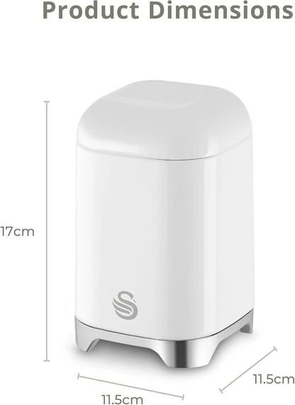 Swan Solace Bread Bin & Canisters Matching Kitchen Storage Set (White) - Vibe Home