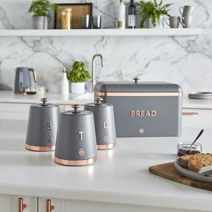 Swan Carlton Large Bread Bin Rose Gold Accents - Grey