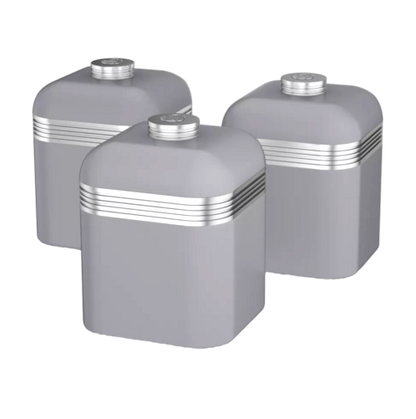 Swan Retro Pyramid Kettle, 4 Slice Toaster & Canisters Kitchen Set (Grey) Kitchen Sets